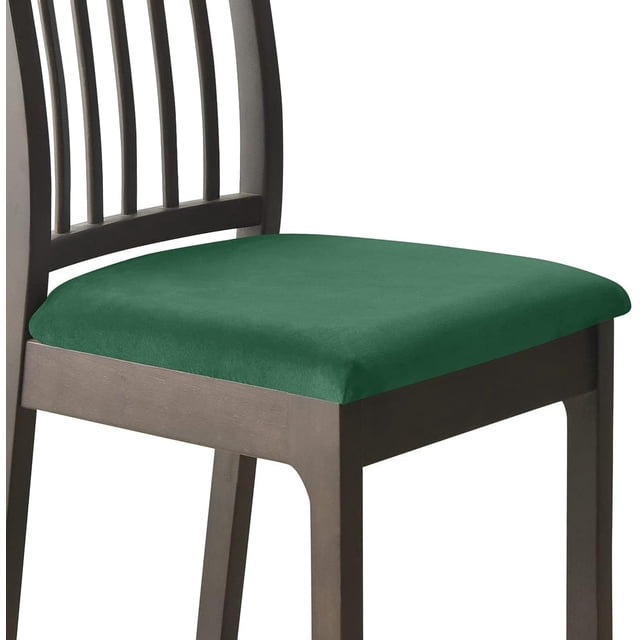 Velvet Chair Seat Covers Soft Stretch Seat Covers for Dining Room and Kitchen, Washable Removable Chair Seat Protector with Strap for Home -Light Green-8 Pieces