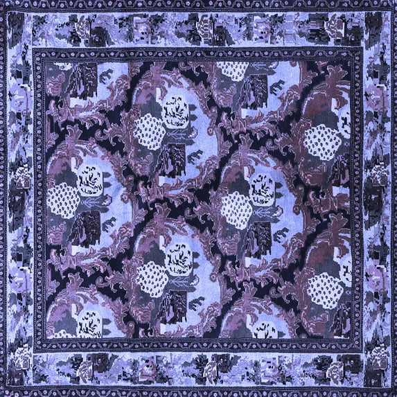 Ahgly Company Machine Washable Indoor Square Animal Blue Traditional Area Rugs, 5' Square