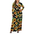 thumbnail image 6 of Aiyino Women Plus Size V Neck Long Sleeve Casual Evening Dress, Comfortable Elegant Party Maxi Dress, 6 of 6
