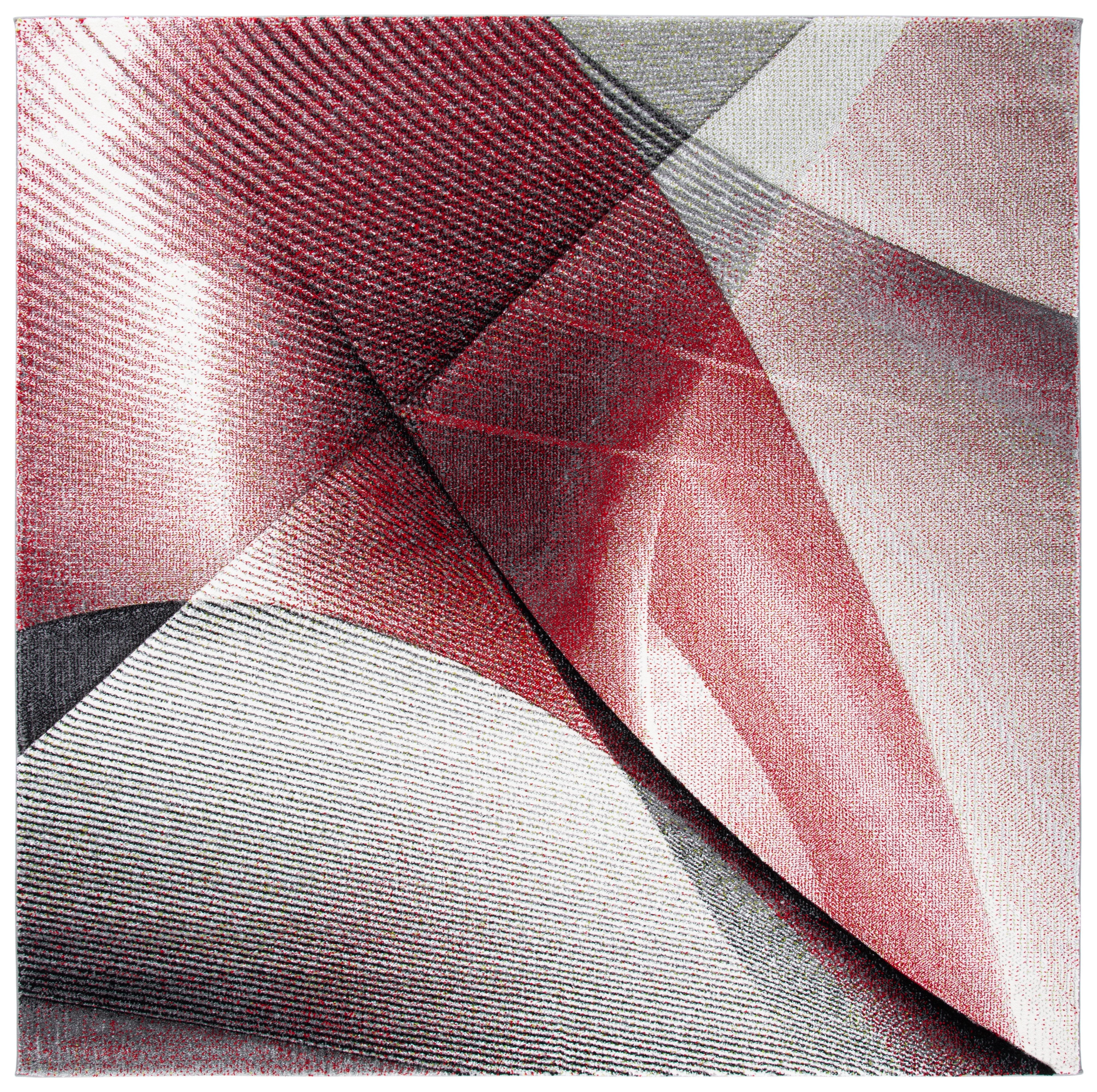 Safavieh Hollywood Celandine Abstract Area Rug, Gray/Red, 6'7" x 6'7" Square