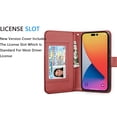 thumbnail image 5 of For Apple iPhone 14 Wallet Case, EBIZCITY Luxury Cash Credit Card Slots Holder PU Leather Flip Cover [Detachable Magnetic TPU Case] & Kickstand & Wristlet Strap Cover -Wine Red, 5 of 6