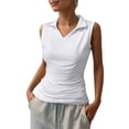 thumbnail image 2 of Workout Tank Tops Woman Lightweight Breathable Stretchy V Neck Collared Sleeveless Shirt Tennis Golf Tanks, 2 of 5