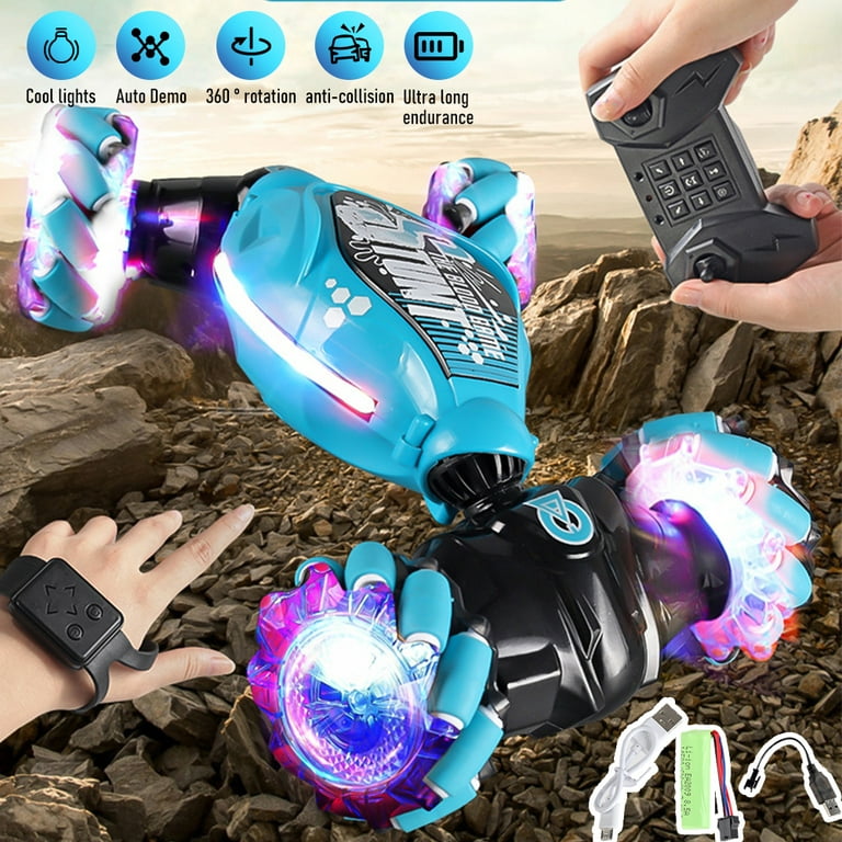 Wltoys toys:RC Stunt Car 4WD Watch Gesture Sensor Control Deformable  Electric Car All-Terrain Transformable Car Auto-demo for Kids Christmas  Gift w/ LED Light Music 