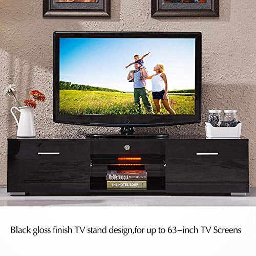 High Gloss TV Stand with LED Lights, LED TV Stand for 65 Inch TV