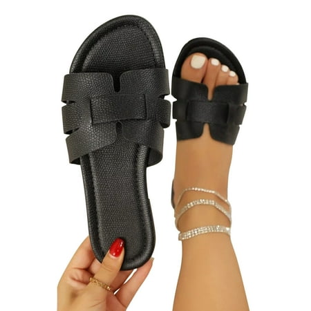 

WQJNWEQ Sandals Women Casual Flat Solid Color Open toe Non Slip Shoes Outdoor Versatile Slippers
