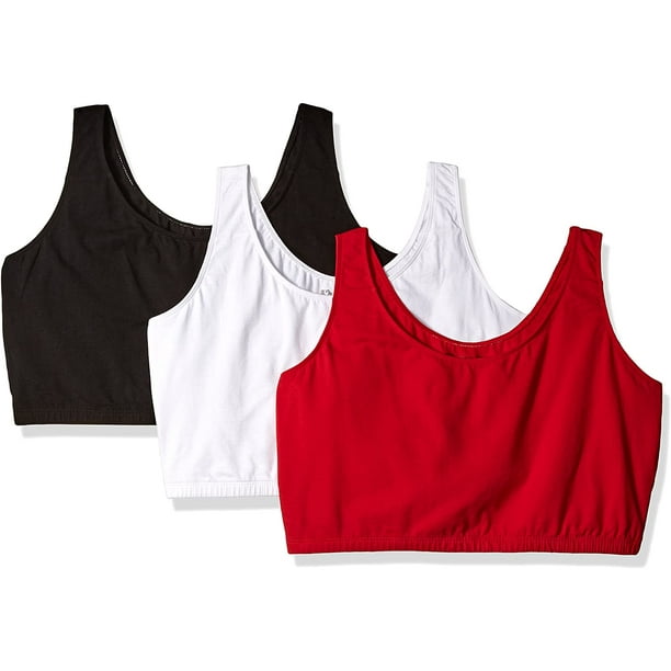 Fruit of the Loom Women's Spaghetti Strap Cotton Pull Over 3 Pack Sports  Bra, Stripe/Stripe/Black/Black/Red/Red, 38 : : Clothing, Shoes &  Accessories