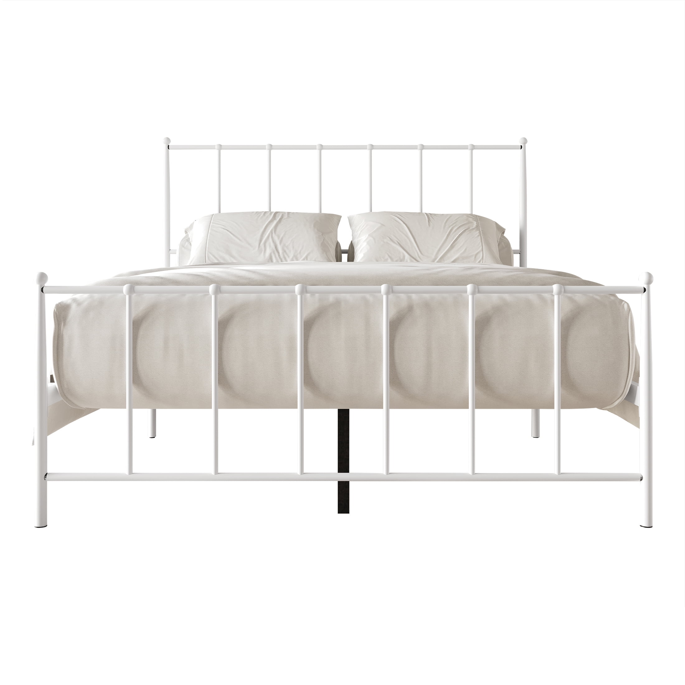 Castle Place Metal Platform Bed, King, White, Classic