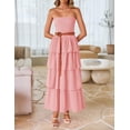 thumbnail image 4 of Vestido largo ZESICA Summer 2025 sin tirantes con hombros descubiertos rosa, 4 of 9