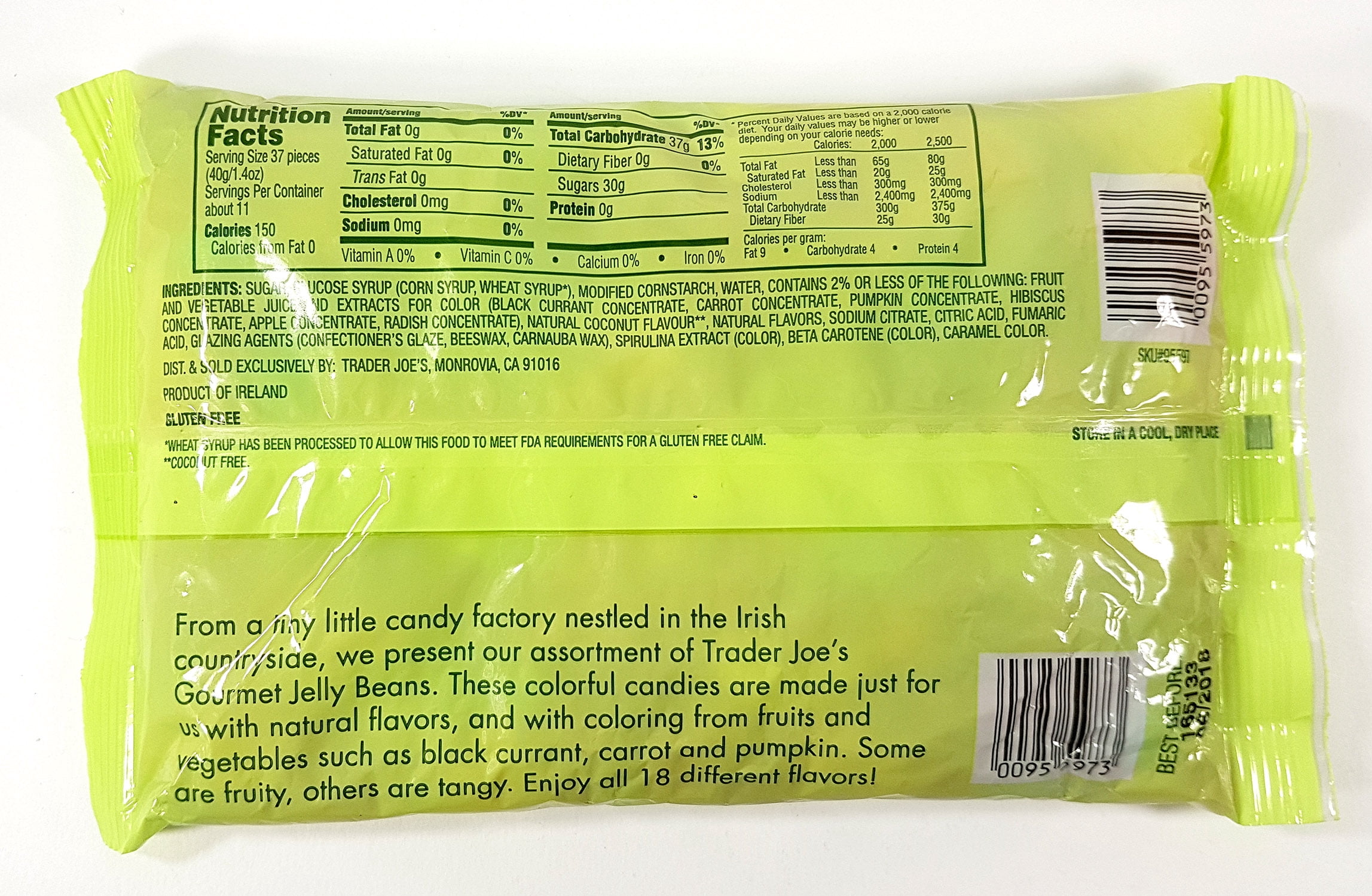 Trader Joe's Gourmet Jelly Beans 18 Natural Flavors and Colors 15 Oz. (Pack of 3) with 1 Adorable Animal Calendar Bag Clip