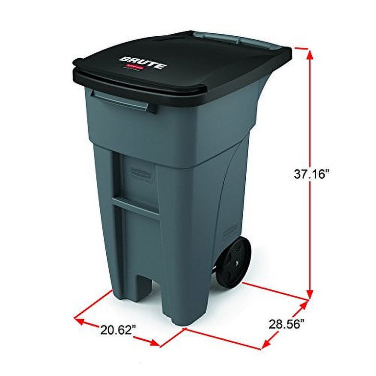 Rubbermaid Commercial Trash Can,Free-Standing,Roll Out,32 gal