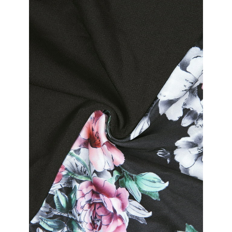 Agnes Orinda Women's Plus Size Floral Raglan Long Sleeve Zip