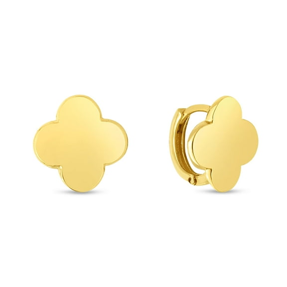 Floreo 14k Yellow Gold 11mm High Polish Four Leaf Clover Earrings