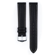 Hirsch Boston Artisan Leather Watch Strap - Black - L - 22mm - Silver Buckle