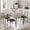 Grey, variant on Space-Saving 5-Piece Dining Table Set for 4, Farmhouse Wood Table with Upholstered Chairs, Compact Kitchen Furniture for Small Apartments, Breakfast Nooks, Easy to Clean,Walnut color