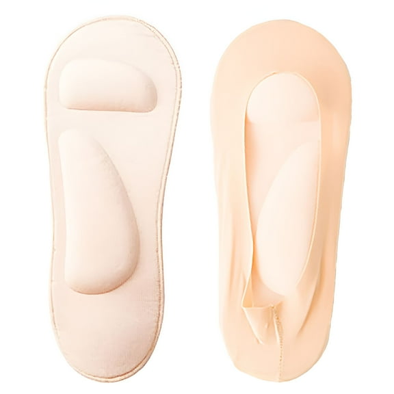 TELOLY 3 Pairs 3D Padded Women'S No Show Nylon Socks Sponge Cushion Liner,Arch Support Socks for Women No Show Liner Socks Non Slip Massage Socks,Foot Massage Health Care Heel Socks (Light Skin)