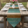 thumbnail image 6 of Table Runners 72 Inches Long, Retro Teal Green Brown Cotton Linen Kitchen Dining Coffee Table Runner for Party Home Decor, Farmhouse Wooden Art Retro Tabletop Dresser Scarves Runner 13x72 Inch, 6 of 9