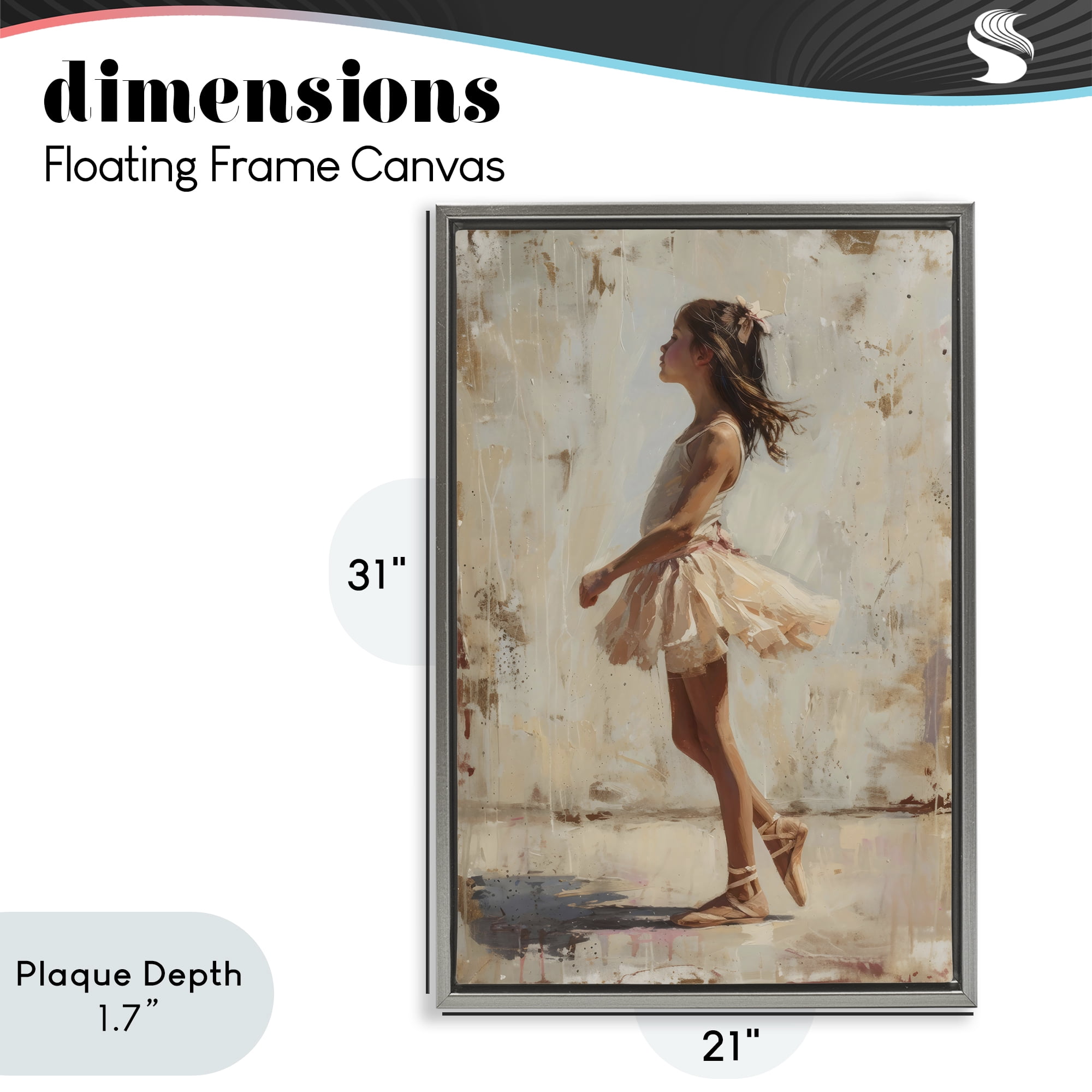 Stupell Industries Ballerina in Soft Light Gray Framed Floater Canvas Wall Art, design by Creative Studio