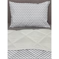 thumbnail image 3 of Modern Comforter & Sham Bedding Set, Zig Zag Chevron Lines Angled Stripes Wave Sealife Theme Like Repeating Pattern Image, 3 pcs Duvet Set Microfiber Filling Quilt, 5 Sizes, Grey White, by Ambesonne, 3 of 4