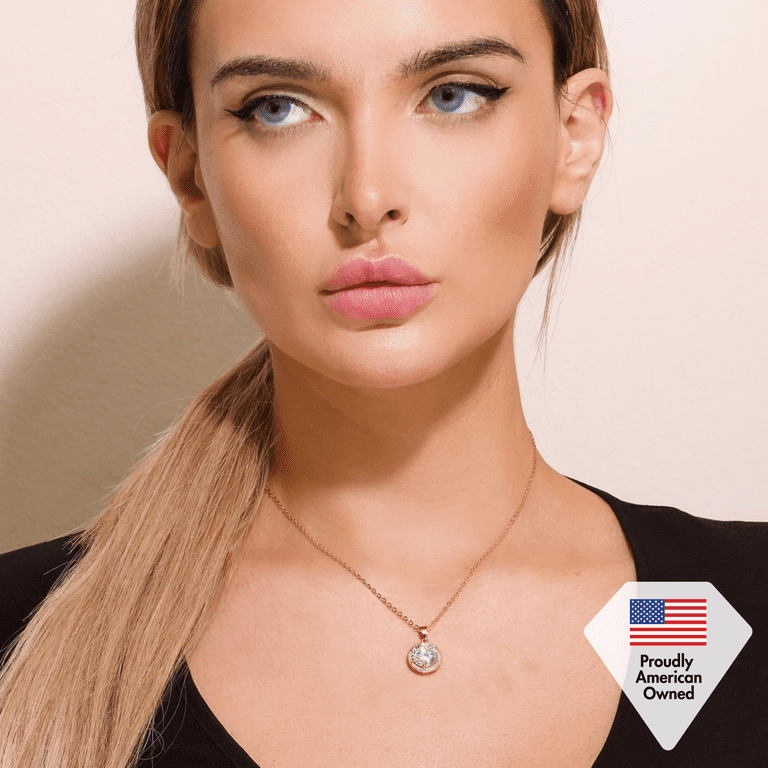 Cate Chloe White Gold Plated Halo Pendant Necklace with