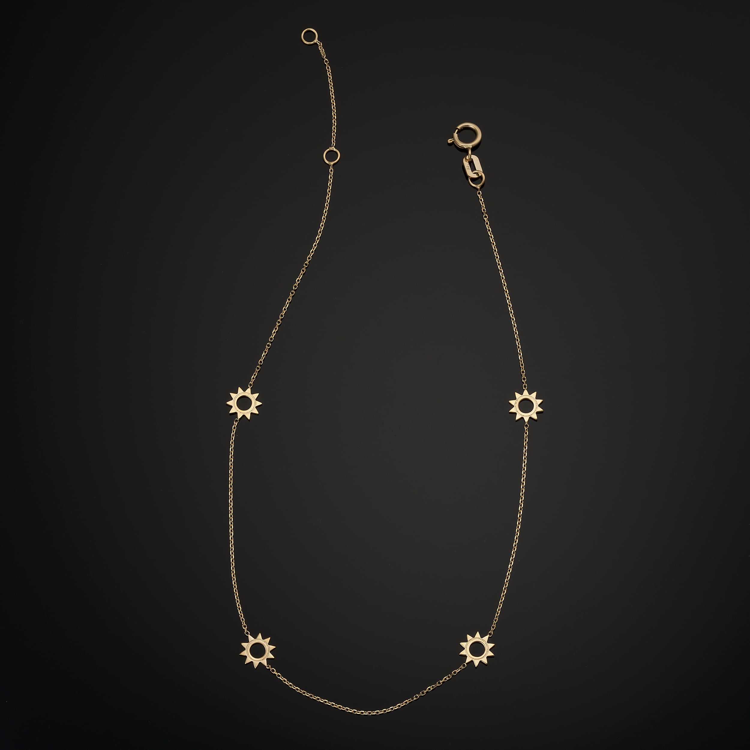Au Naturale 14k Yellow Gold Sun Station Ankle Bracelet (adjusts to 9 or 10 inches)