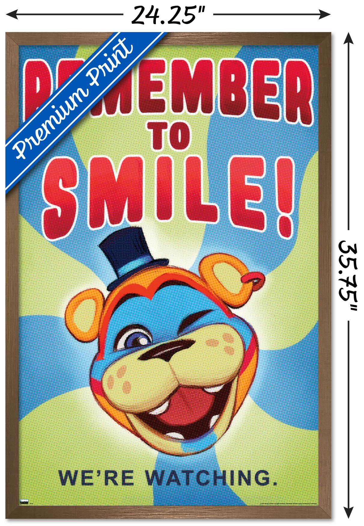 Five Nights at Freddy's: Security Breach - Remember To Smile Wall Poster, 22.375" x 34" Framed