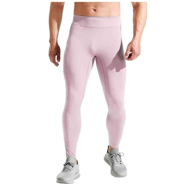 FRSASU Collants de Course Thermiques pour Hommes Leggings de Compression d'Entraînement Pantalons de Cyclisme pour Hommes Randonnée Jogging Rose