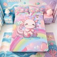 thumbnail image 5 of Manfei Cartoon Axolotl Queen Sheets,Colorful Salamander Queen Sheet Sets,4 Pieces,1 Flat Sheet,1 Fitted Sheet and 2 Pillowcases, 5 of 6