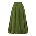 thumbnail image 5 of Women's Summer Tennis Skirts Women’s Casual Loose Floral Midi Skirt With Stretch Waistband A Line Dressy Street Style Skirt Green S, 5 of 6