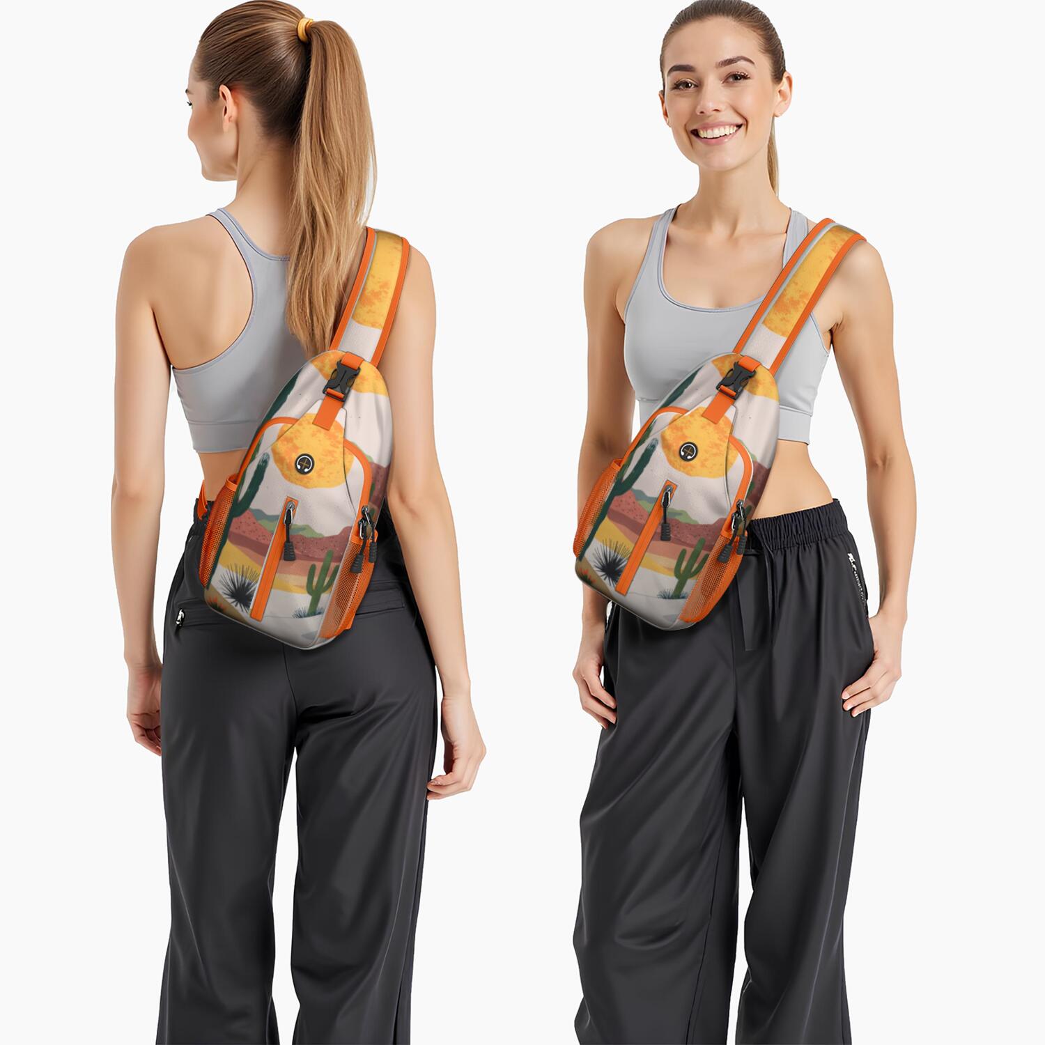 Chest Bag Crossbody Shoulder Bag Small BackpackHiking Sling Backpack for Hiking Dating Gym Cycling Working Cactus Desert