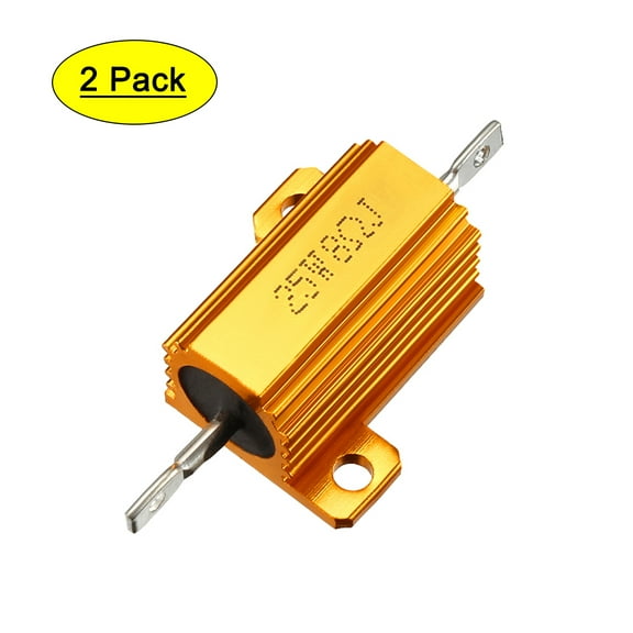 25W 8 Ohm Aluminium Housing Chassis Mount Wirewound Power Resistors Gold 2pcs