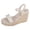 Beige, variant on Rokment Womens Espadrilles Wedge Dressy Sandals Beach Trendy Casual Suede Open Toe Ankle Strap Platform Chunky High Heel Dress Summer Shoes Beige Size 6.5