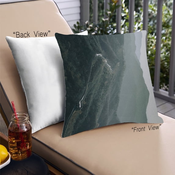 Ahgly Company Sites Great Wall of China Outdoor Throw Pillow, 18 inch by 18 inch