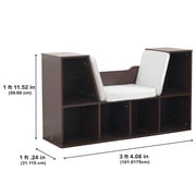 KidKraft Wooden Child Bookcase with Reading Nook, 6 Shelves, Espresso, For Ages 3+