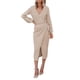 thumbnail image 1 of Vestido de punto con cuello en V y cinturón para mujer: elegante vestido de manga larga para otoño-invierno, cintura estilizante, tallas S-XXL, 1 of 5