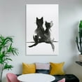 thumbnail image 6 of Wall Art Farmhouse Cat Couple Print Minimalist Black & White Watercolor Painting Two Cats Canvas Wall Art Poster Decorative Bedroom Modern Home Print Picture Artworks Posters 24x36inch(60x90cm), 6 of 6