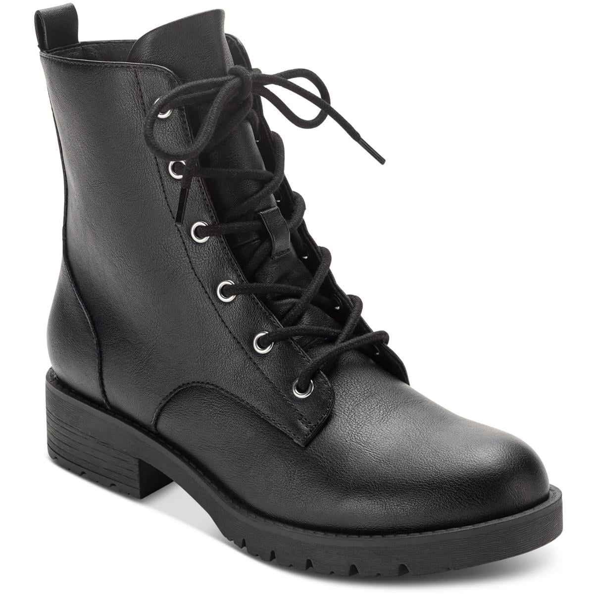 SUN STONE Womens Black Lace-Up Padded Frankiee Round Toe SUN STONE Womens Black Lace-Up Padded Frankiee Round Toe