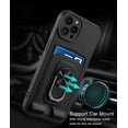 thumbnail image 2 of Funda protectora ZHAOCHENG para iPhone 14 con tarjetero multifuncional y anillo magnético a prueba de golpes negro, 2 of 5