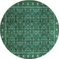 thumbnail image 1 of Ahgly Company Machine Washable Indoor Round Persian Turquoise Blue Traditional Area Rugs, 4' Round, 1 of 4