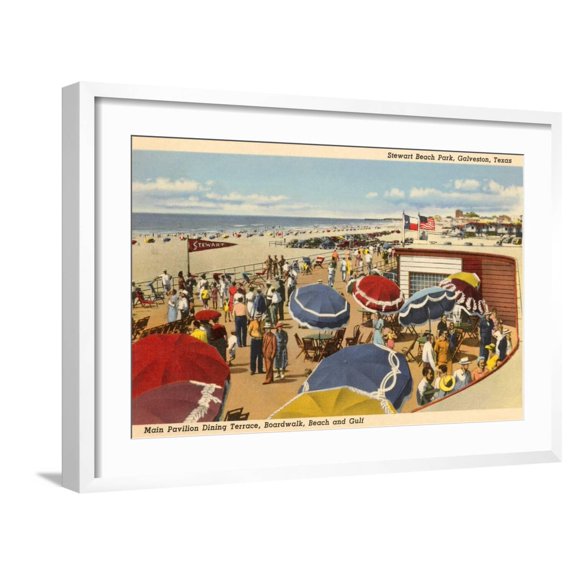 Art.com Stewart Beach Park, Galveston, Texas Art Print, White Frame Wall Art, 29" x 21"
