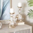 thumbnail image 3 of DecMode 2 Candle White Polystone Elephant Candle Holder with White Wash Finish, Set of 2, 3 of 9