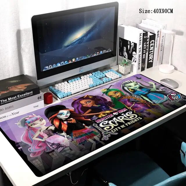 DMH Cartoon Monster High Mouse Pad Mouse Pad Desk Mouse Pad Cute HD Desk Pad Extended Gaming Keyboard Mats Gamer Mousepad 90x40