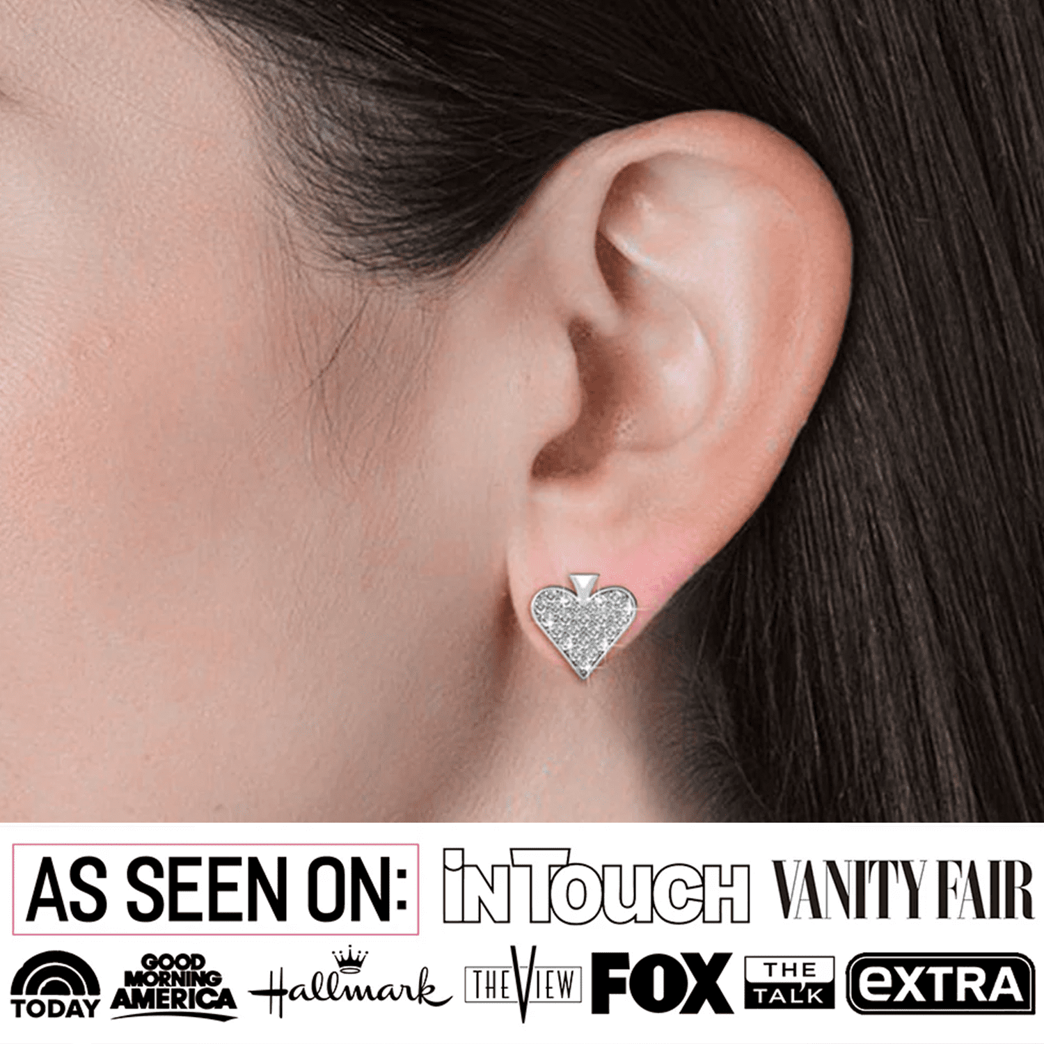 Cate & Chloe Dylan Divine 18k White Gold Plated Heart Stud Earrings with Swarovski Crystals for Women
