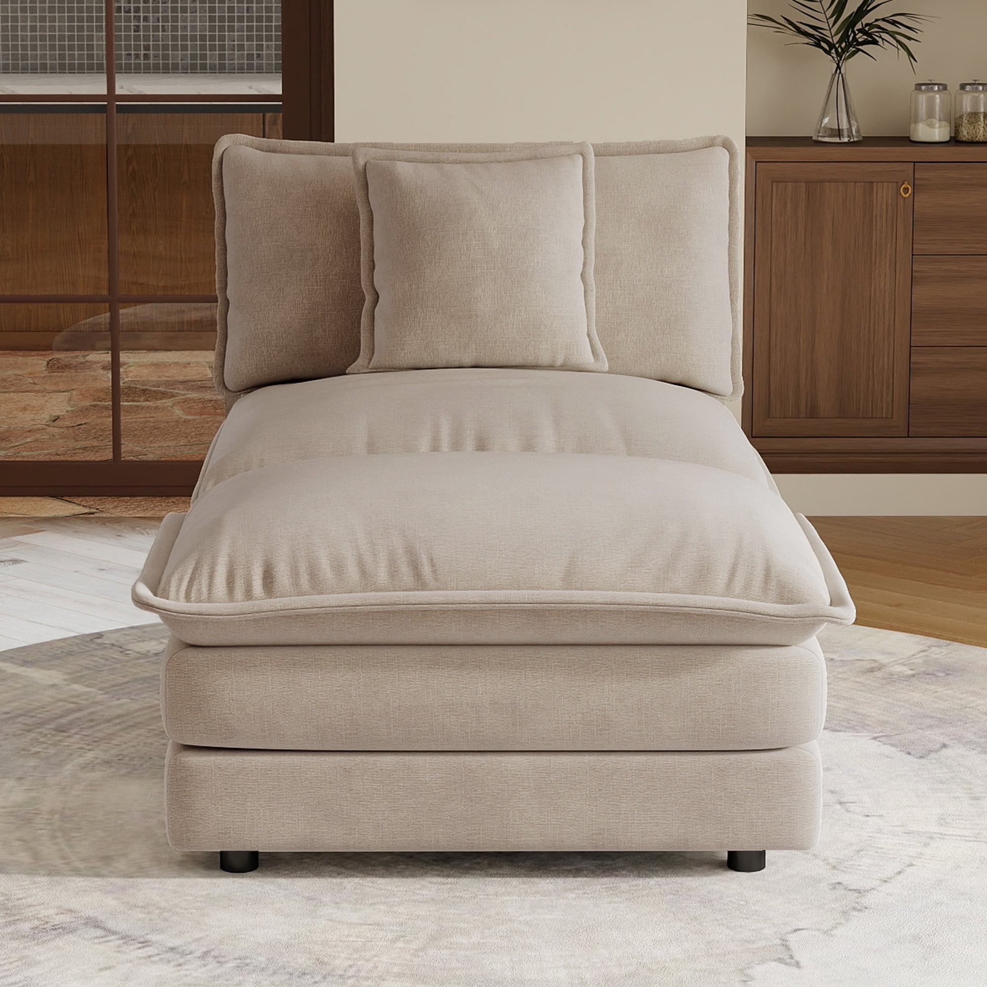 Sectional Sofas Light Coffee Armless 1-Seat & Ottoman