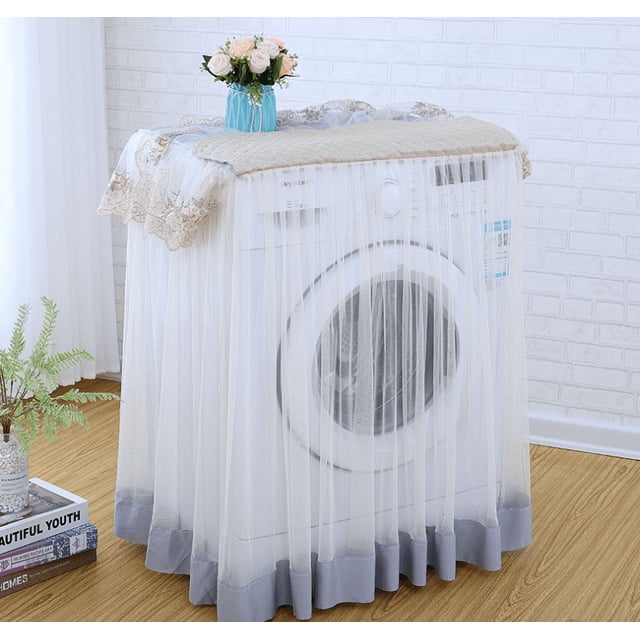 Funda protectora para lavadora/secadora, 60 x 60 x 85 cm, a prueba de polvo, adecuada para la mayoría de lavadoras de carga frontal y secadoras de exterior (gris) ER
