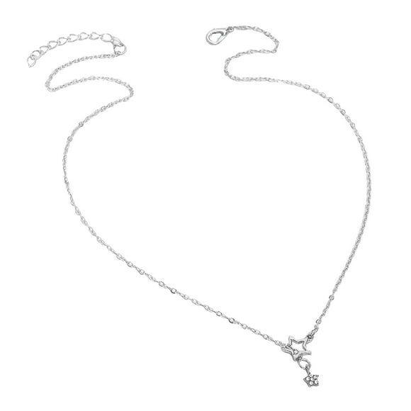 SIfdSeng Simple Star Necklace Choker Silver Star Necklaces for Women and Girls Charm Chain Cutout Pendant Necklace