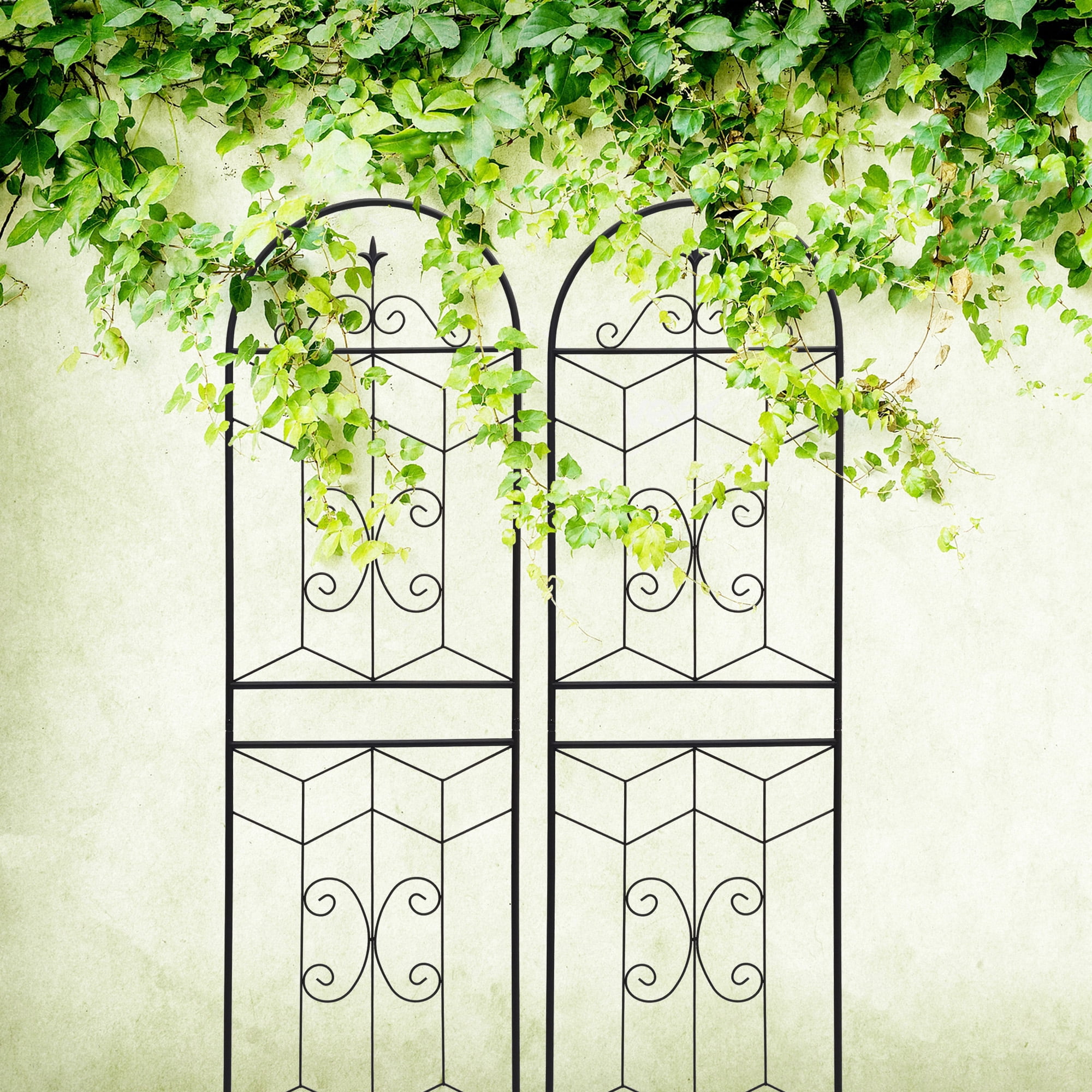Olurrisa Rustproof Iron Trellis Kit (4 Pack) - 71" x 19.7" Expandable Plant Grids for Grapes, Beans & Vertical Gardening, Easy Assemble Powder Coated