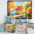thumbnail image 2 of Designart 'Orange and Yellow Trees By The Riverside' Lake House Framed Canvas Wall Art Print, 2 of 5