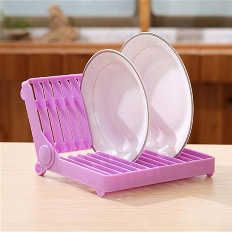 Grofry Kitchen Folding Countertop Dish Bowl Cup Drying Draining Board Rack Holder Stand Pink, Size: 21