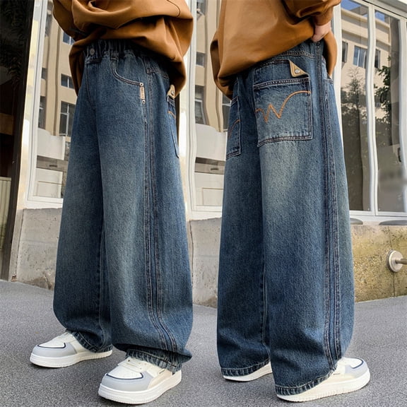 Kids Kids Jeans with Pockets Blue Boys Skinny Jeans Zipper Fly Straight Leg Jeans Stretch Denim Pants for Daily Wear 5-6 Years