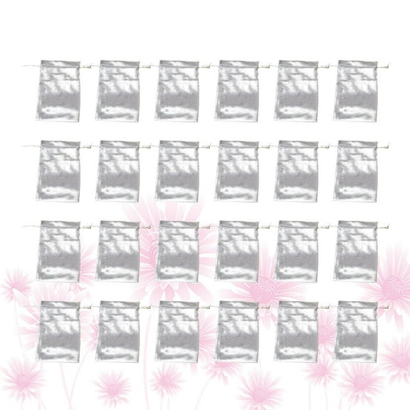 Soimiss 24pcs Gift Bag Linen Silver for Christmas Wedding Party Supplies Romantic Design